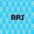 Blue background with repeating white circular patterns and four black 'BRI' text blocks arranged in a