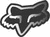 Pixelated black and white icon depicting a stylized fox head with pointed ears, outlined in dark gray against a light background.