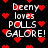Pixelated text 'Deeny loves POLLS GALORE!' surrounded by red hearts on a black background, with animated heart movement.