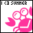 Pixelated pink character holding a flower with 'I <3 SUMMER' text above, showing animation change in the heart symbol.