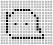 Two side-by-side pixel grids display a black-and-white animated icon with a rounded top and bottom, featuring a central vertical line and small square details.
