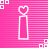 Pink background with horizontal stripes, white pixelated text and symbols including 'i' with heart top, 'love', and 'kevin' repeated.