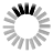 Circular loading indicator with segmented grayscale bars rotating clockwise