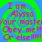 A static image with four identical showing pink text on a green and blue spiral background