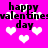 Pixelated pink background with white heart shapes and black text reading "happy valentines day" repeated across the image.