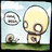 Animated pixel art of a large mushroom-like character with a yellow cap and brown stem standing on grass, next to a small snail under a light blue sky.
