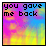 A 4-frame animated contact sheet of pixelated text on a rainbow gradient background, each frame displaying different words in large white block letters with black outlines and smaller black lowercase text above or below.