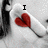 A grayscale image of a person with red lips forming a heart shape, with text changing across frames.
