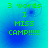 Green pixelated text reads "3 words I MISS CAMP!!!!!" on a blue-to-cyan gradient background with subtle circular patterns.