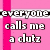 Pink background with black lines and white text reading "everyone i mean owwww calls me a clutz i only i just tripped on my foot sorry.."