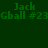 Green text 'Jack Gball #23' on split background of dark green, light gray, and white sections.