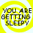Yellow spiral background with black text reading YOU ARE GETTING SLEEPY in four identical arranged in a
