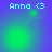 Pixelated text 'Anna <3' appears above a green circular glow on a blue-purple gradient background with shifting light patterns.