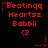 Red pixelated text and symbols on black background with animated star effects.