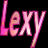 Pixelated pink text logo on black background with gradient and dithering effects.