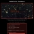 Dark pixelated scene with scattered light spots resembling stars, a central brown shape, and a lower dark rectangular area containing faint horizontal lines.