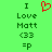 Green background displays text 'I Love Matt <33 =p' with a red pixelated heart symbol above the text.