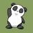 Six pixelated panda icons on green background: standing, Santa hat with lights, sitting with bamboo, holding flower, rolling over, holding bread