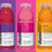 Three pixelated beverage bottles in red, pink, and orange sit on a blue background with text reading "Vitamin Water is Love!".