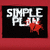 Pixelated static icon with bold white text "SIMPLE PLAN" on black background, red splatter effect near bottom-right of text, bordered by solid red frame.