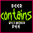 A 4-frame animated contact sheet showing a pixelated icon with text "BEER contains VITAMIN PEE" on black background, framed by pink border with white and pink corner markers.