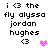 Pixelated text and symbols arranged in a with animated heart changes, showing 'i <3 the fly alyssa jordan hughes' repeated across four