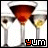 Animated contact sheet of a martini glass with red liquid and lemon garnish, showing frame-by-frame changes in the drink's level and text styling.