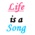 Static image of a with four and three displaying text phrases about life in various colors