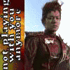 A person in a dark red and brown costume with a white emblem on the chest appears in a of nine , each showing different poses and expressions against a bright sky background