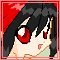 Pixelated anime-style character with black hair and red eyes, displayed in a of showing subtle animation changes