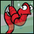 Pixelated red fishing lure with silver accents and white eyes against a light green background, appearing as a static single-frame icon.