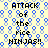 Static pixel art image with repeated text "ATTACK of the rice NINJAS!!" on a patterned background.