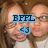 Two people with brown hair and white shirts appear in a of four with changing text overlays in blue, pink, and green