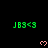 Green text 'JBS<3' and pink heart symbols on a black background with a gray rectangle in the bottom-right corner.