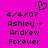 Pixelated pink background with black text and a heart symbol, showing two identical side-by-side layouts with date and names.