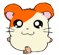 nine identical cartoon hamster icons with orange and white fur, pink inner ears, black eyes, and small whiskers against a gray background