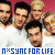 A pixelated group of people in white shirts against a pink background with blue text at the bottom reading 'n*sync FOR LIFE' on both sides.