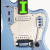 A static image of a light blue electric guitar with green and blue text reading "I LOVE Nathan" overlaid on it.