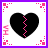 Animated contact sheet showing a pixel-art character with brown hair and white headband interacting with black broken heart symbols across multiple frames, including text phrases "Mend My Broken Heart Back Together Again".