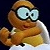 Pixelated character with large light blue eyes, brown skin, and a white shirt against dark background.