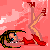 Pixelated image of a woman in red high heels lying on a pink background with text reading 'waiting for you' in white pixelated letters.