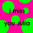 A static image with a bright pink background and scattered green circles, displaying pixelated text reading "i miss you Julia" in two