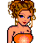 A pixelated animated contact sheet featuring a cartoon woman in an orange outfit with text overlays about heartbreak, displayed across multiple frames on an orange and blue background.
