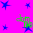 A static image with a bright pink background featuring scattered blue star shapes and green text reading "dom" with a purple "10" below it.