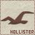 A contact sheet of 20 animated frames showing a brown seagull logo in flight with the text "HOLLISTER" below it, arranged in a 5x4 grid on a light beige background.
