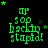 Green pixelated text and stars on black background with a gray rectangle in bottom-right corner, showing animation changes across observations.