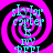 A four- of identical animated icons featuring a black spiral on bright pink background with cyan text elements
