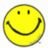 A static yellow smiley face icon with black eyes and mouth on a white background, paired with text on yellow and gray