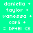 Four display identical text with varying background colors: green, teal, pink, and light blue