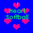 Blue background with pink heart shapes and green text reading 'Heart softball' in pixelated font, repeated across the image.